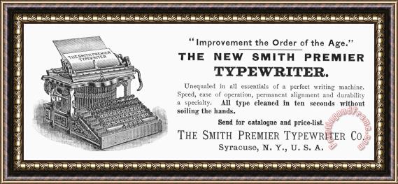 Others Typewriter Ad, 1890 Framed Painting