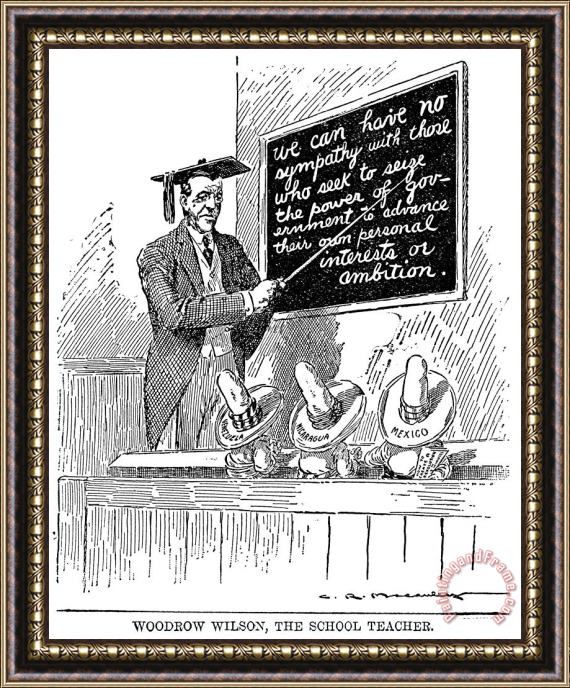 Others Woodrow Wilson Cartoon Framed Painting