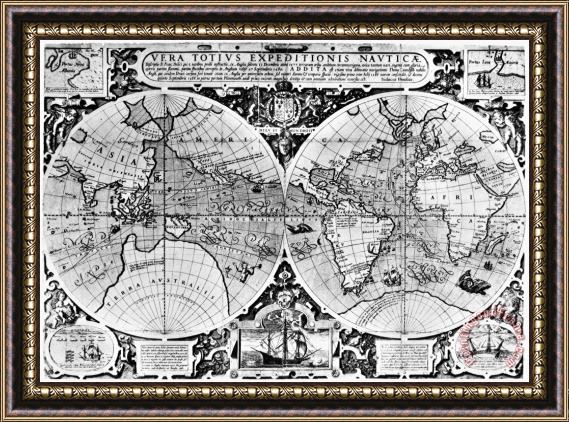 Others WORLD MAP, 16th CENTURY Framed Print