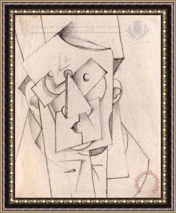 Otto Gutfreund Cubist Composition - The Head Framed Painting