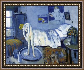 The Music Room Framed Prints - A Blue Room a Tub 1901 by Pablo Picasso