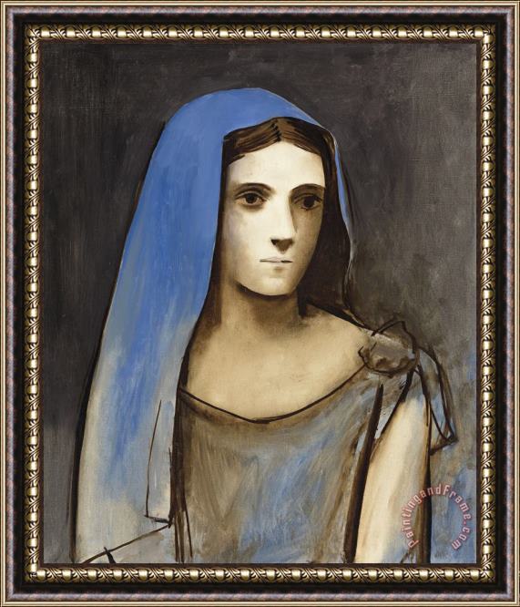 Pablo Picasso Buste De Femme Au Voile Bleu Framed Painting