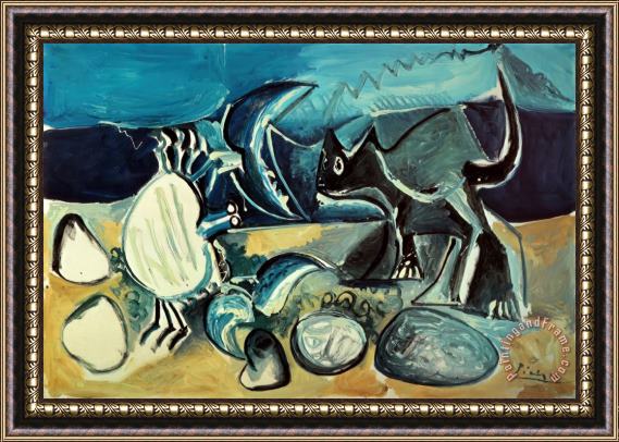 Pablo Picasso Cat And Crab on The Beach 1965 Framed Print