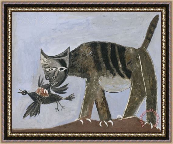 Pablo Picasso Chat Saisissant Un Oiseau (cat Catching a Bird) Framed Print