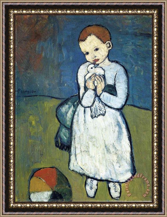 Pablo Picasso Child with Dove 1901 Framed Print