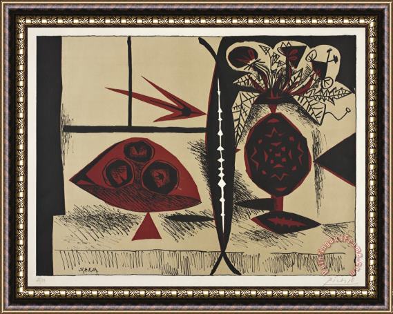 Pablo Picasso Composition Au Vase De Fleurs Framed Print