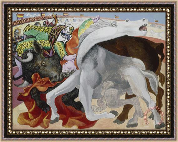 Pablo Picasso Corrida: La Mort Du Torero (bullfight: Death of The Bullfighter) Framed Painting