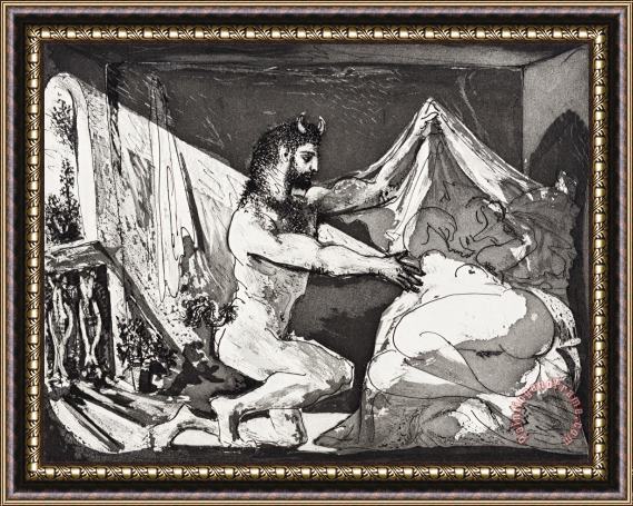 Pablo Picasso Faune Unveiling a Sleeping Woman, 1936 Framed Print