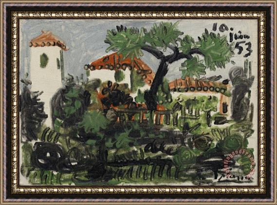 Pablo Picasso Garden in Vallauris (jardin a Vallauris) Framed Painting