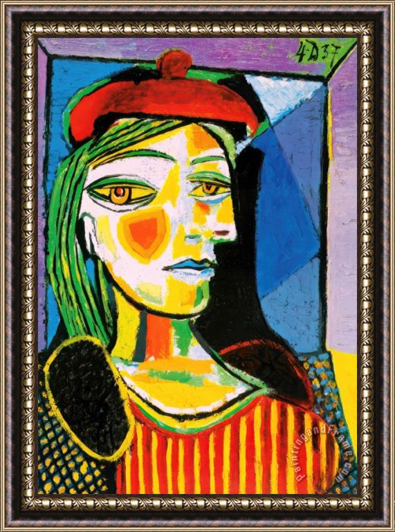 Pablo Picasso Girl with Red Beret Framed Painting