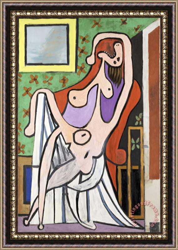 Pablo Picasso Grand Nu Au Fauteuil Rouge Framed Painting