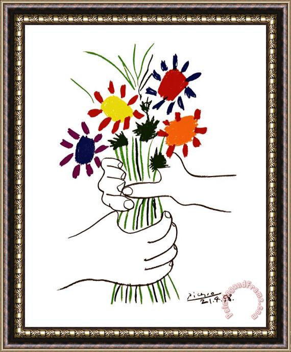Pablo Picasso Hand with Bouquet Framed Print