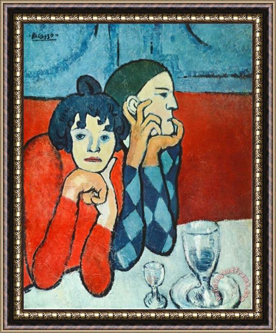 Pablo Picasso Harlequin And Companion Framed Painting