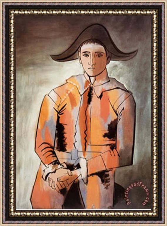 Pablo Picasso Harlequin with Folded Hands C 1923 Framed Painting