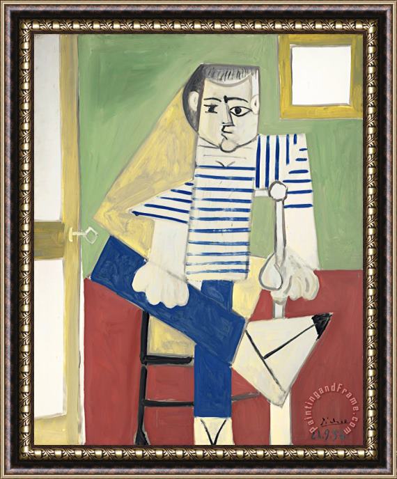 Pablo Picasso Homme Assis Sur Une Chaise Framed Print