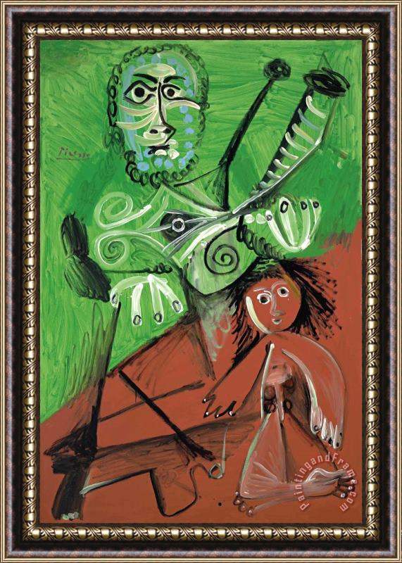 Pablo Picasso Homme Et Enfant, 1969 Framed Painting