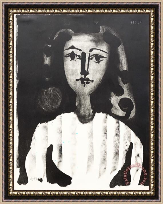 Pablo Picasso Jeune Fille Au Corsage Raye, 1949 Framed Print