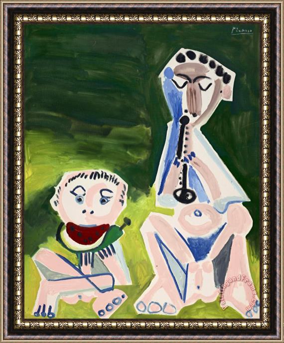 Pablo Picasso Joueur De Flute Et Mangeur De Pasteque Framed Print