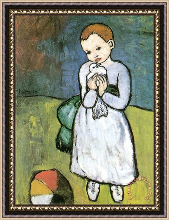 Pablo Picasso Kind Mit Taube 1901 Framed Painting