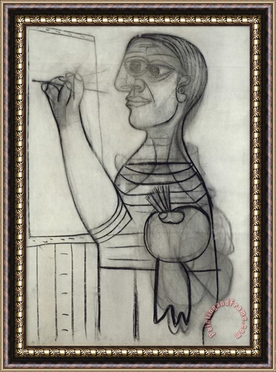 Pablo Picasso L'artiste Devant Sa Toile (the Artist Before His Canvas) Framed Print