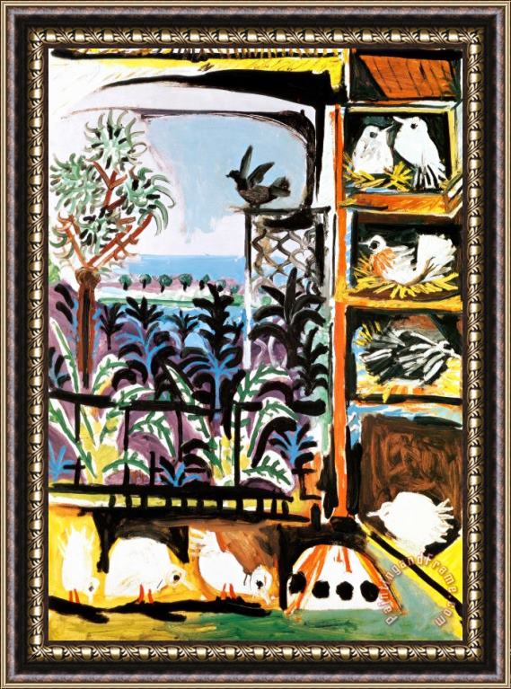 Pablo Picasso Les Pigeons C 1957 Framed Painting