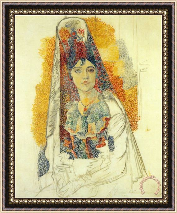 Pablo Picasso Mujer Con Mantilla Framed Painting