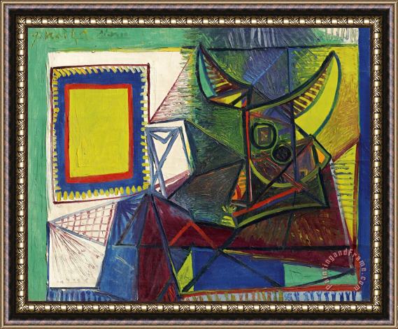 Pablo Picasso Nature Morte Au Crane De Taureau Framed Painting