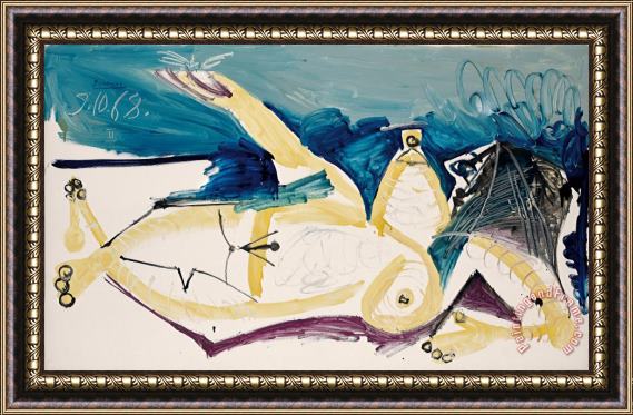 Pablo Picasso Nu Couche a La Libellule Framed Painting