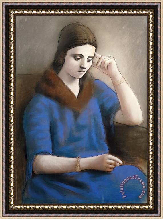 Pablo Picasso Olga Pensive Framed Painting