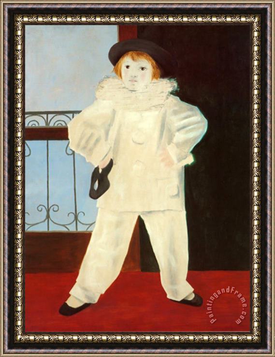 Pablo Picasso Paul As a Pierrot Framed Painting