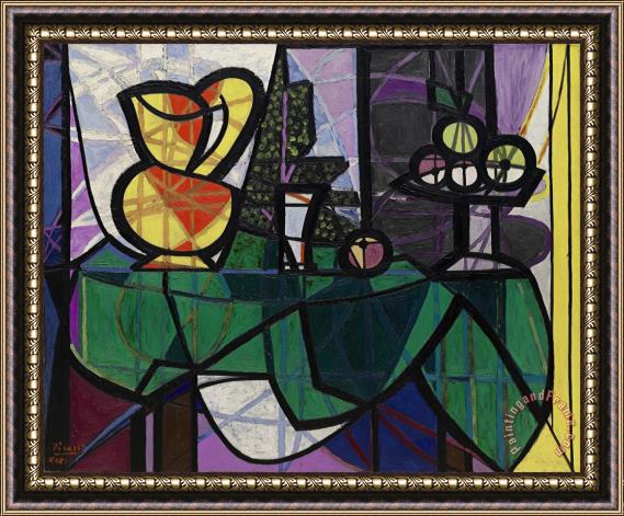 Pablo Picasso Pitcher And Bowl of Fruit (pichet Et Coupe De Fruits) Framed Print
