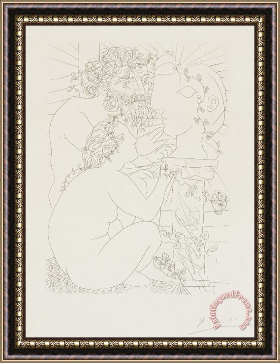 Pablo Picasso Sculptor And Model, Plate 39 From The Suite Vollard Framed Painting
