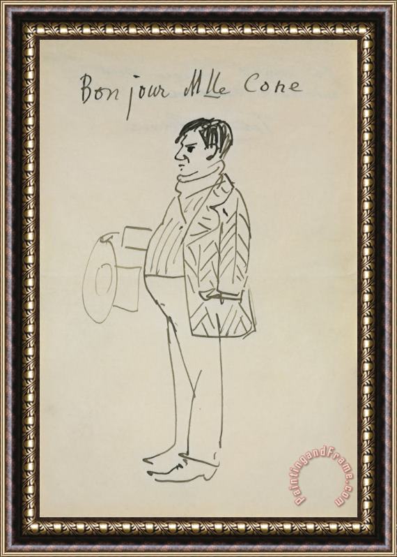 Pablo Picasso Self Portrait (bonjour Mlle Cone) Framed Painting