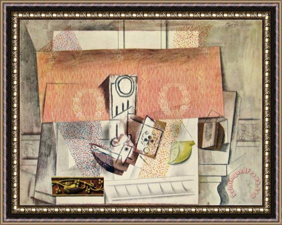 Pablo Picasso Still Life with Red Carpet Framed Painting
