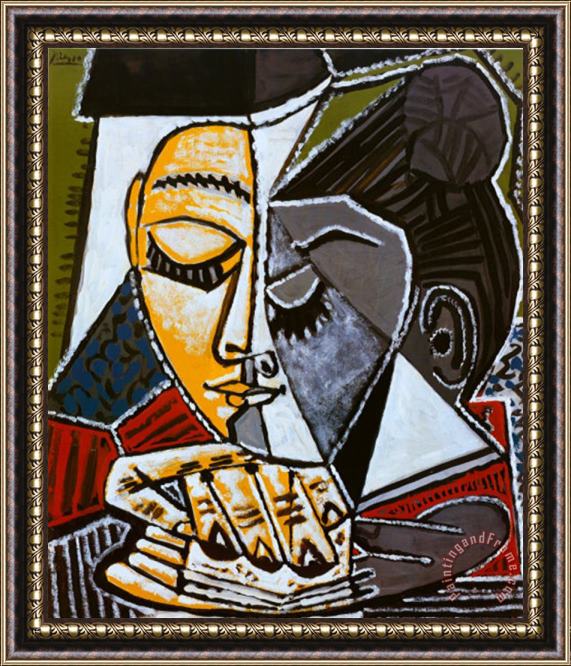 Pablo Picasso Tete D Une Femme Lisant Framed Painting