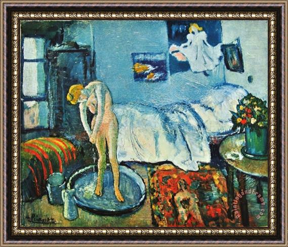 Pablo Picasso The Bath Tab on Handmade Paper Framed Print