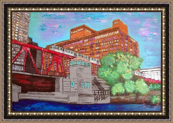 pallet Chicago River Framed Painting