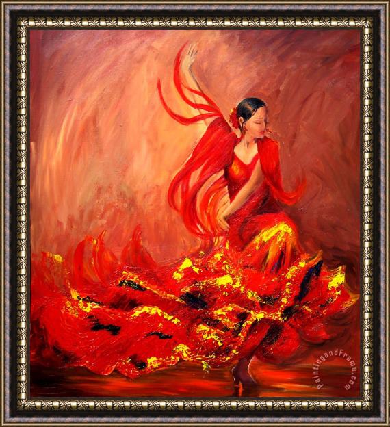 pallet Fire of Life Flamenco Framed Painting