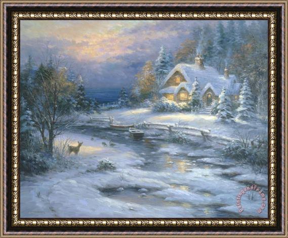 pallet Winter Cottage Framed Painting