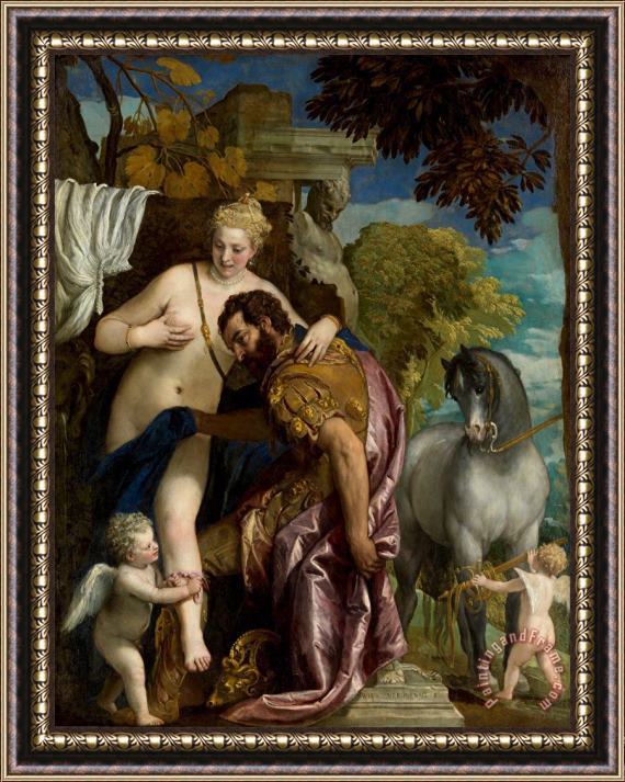 Paolo Caliari Veronese Mars And Venus United by Love Framed Painting