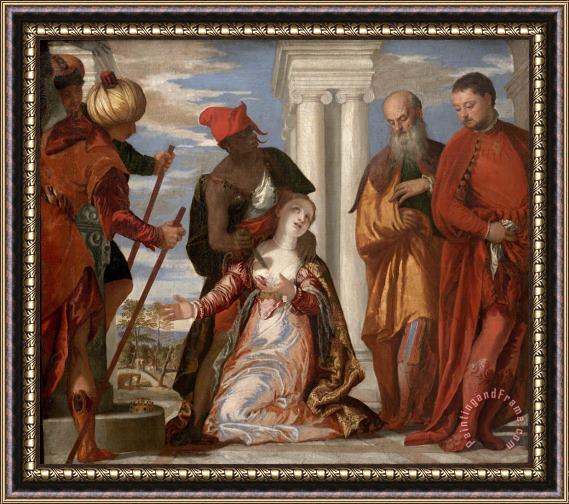 Paolo Caliari Veronese Martirio Di Santa Giustina Framed Print