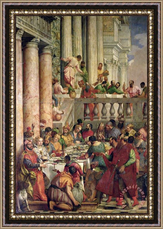 Paolo Caliari Veronese The Marriage Feast at Cana, Detail of The Left Hand Side Framed Painting
