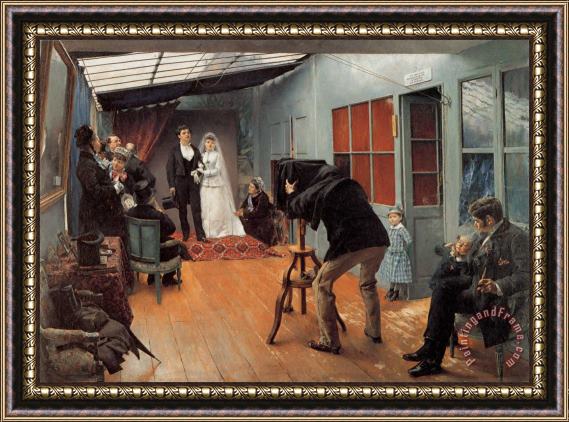 Pascal Adolphe Jean Dagnan Bouveret Wedding Party at The Photographer's Studio Framed Print