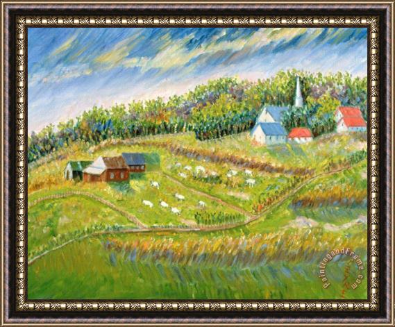 Patricia Eyre Farm With Sheep Framed Painting