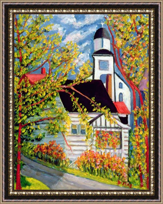 Patricia Eyre House With Church Badeck Framed Print