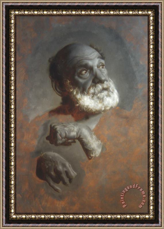 Patrick Devonas Grisaille Study of Bearded Man for Agape Framed Painting