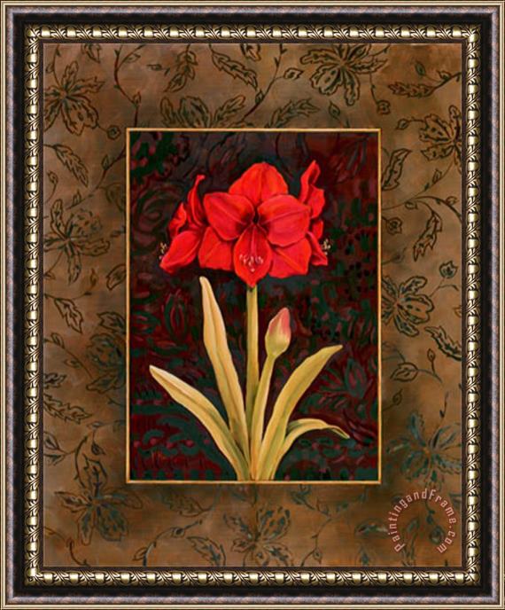 Paul Brent Damask Amaryllis Framed Painting
