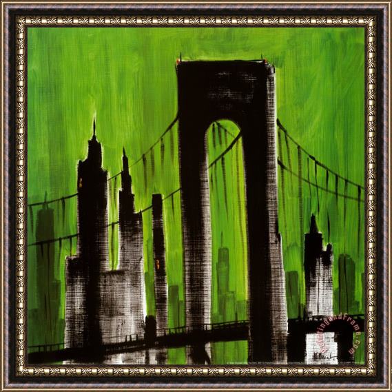 Paul Brent Green Cityscape Framed Painting