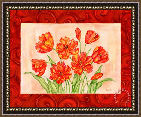 Paul Brent Linen Scroll Tulip Framed Painting
