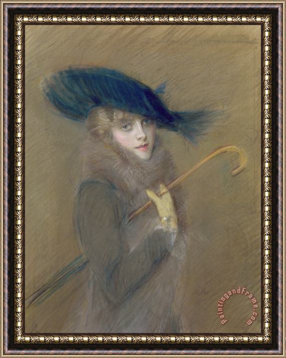 Paul Cesar Helleu Elegant Lady Framed Painting